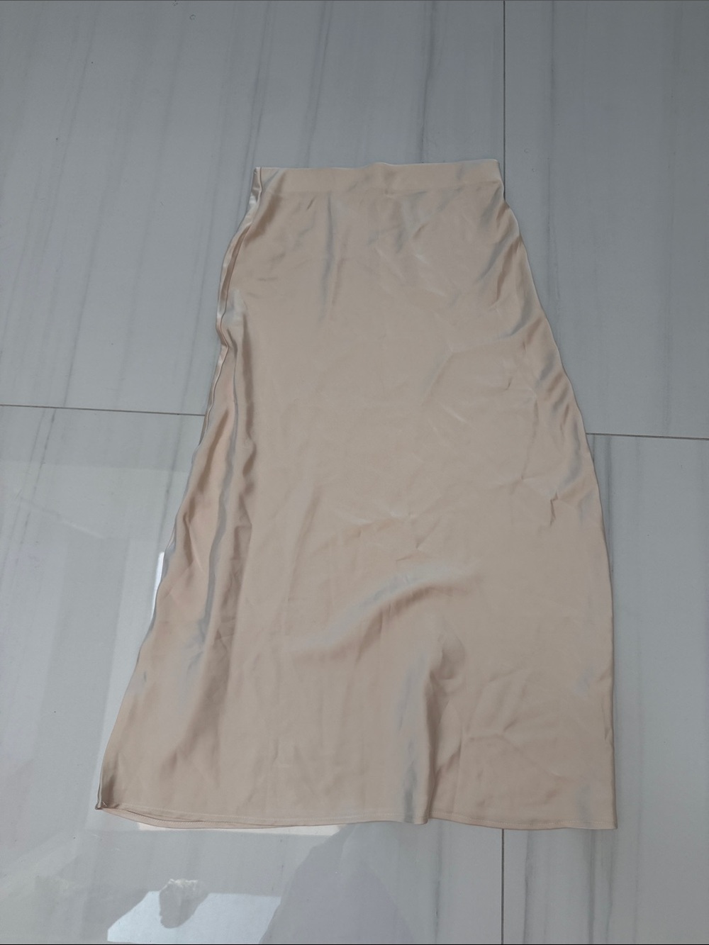 Cream Satin Midi Skirt - Women's Beige/Cream